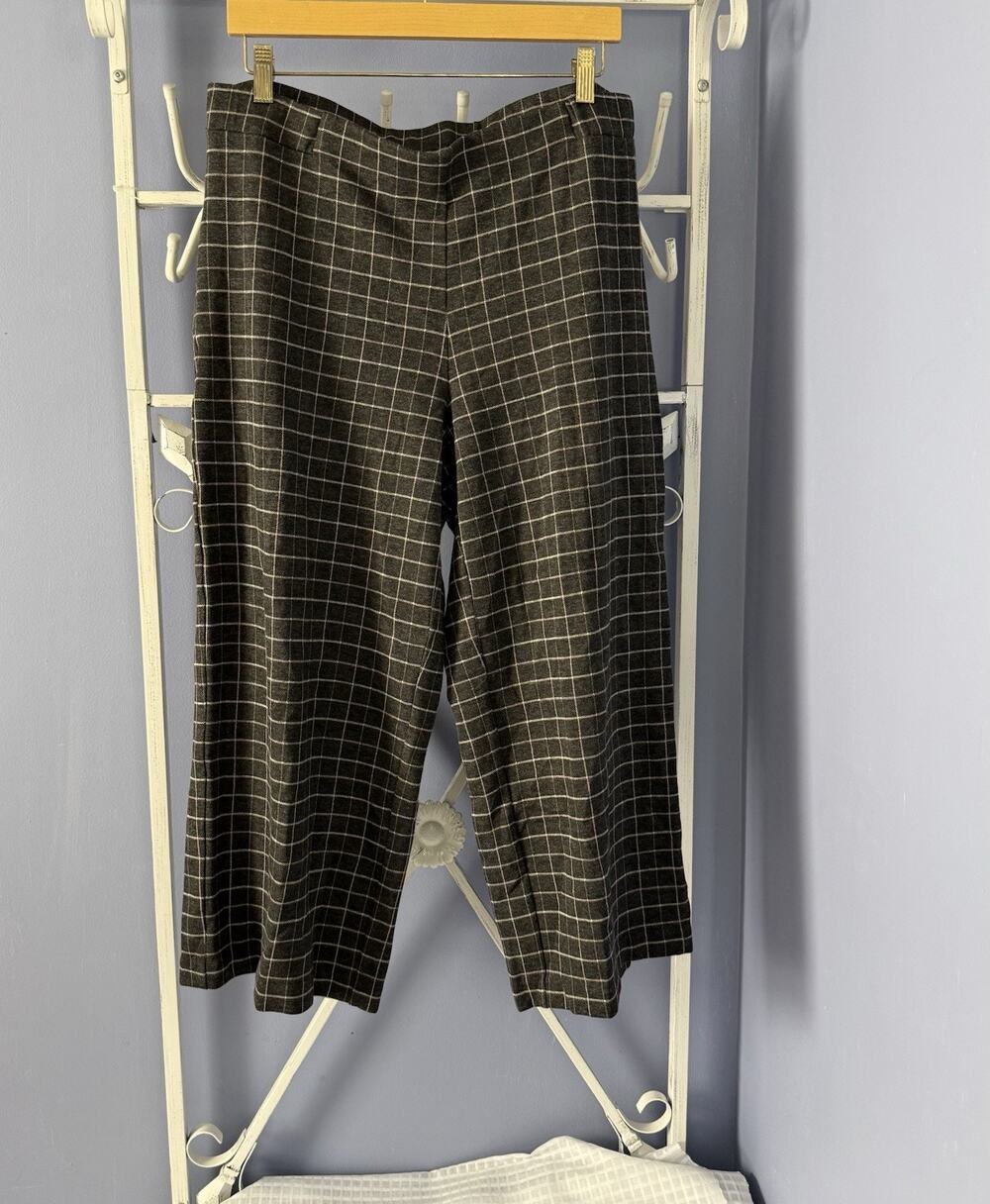 J. Jill Womens Ponte Full-Leg Cropped Pants Gray Elastic Waist Sz Large Petite